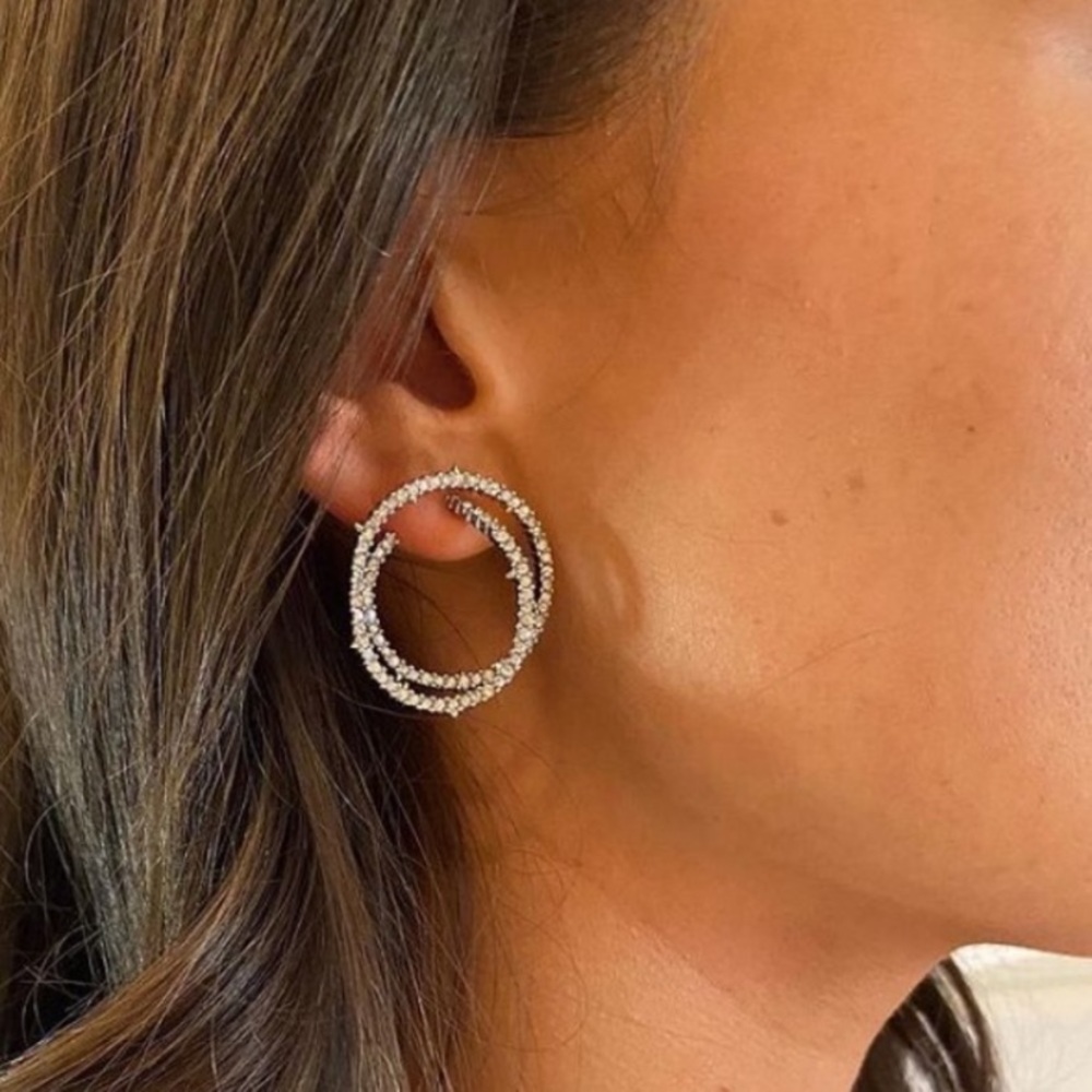 Alexis Bittar Noire Black Crystal Coiled Gold Thorn Orbiting Post Earrings - Picture 12 of 16